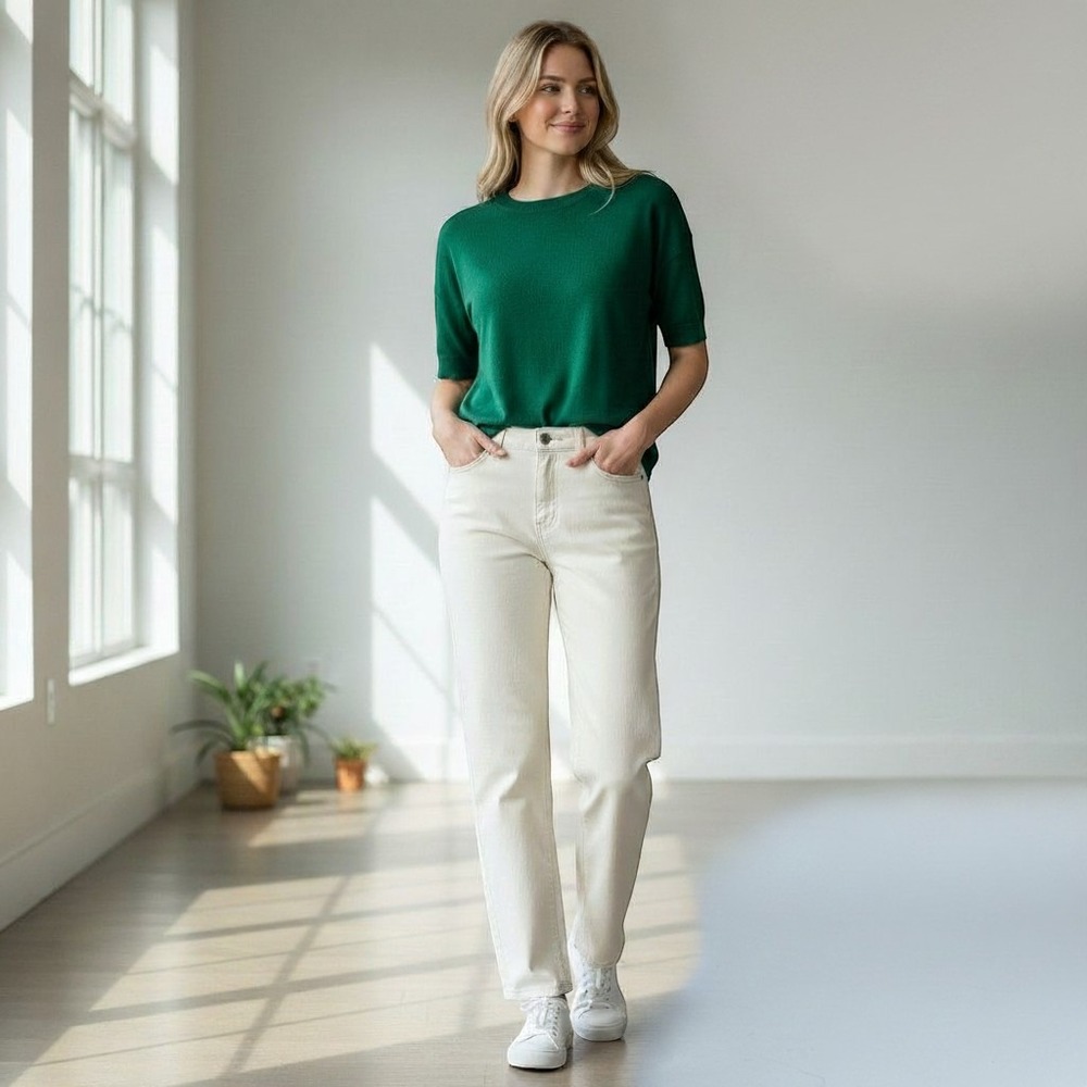 Sonoma Goods For Life Womens Straight Crop‎ Jeans Off White Size 8 High Rise